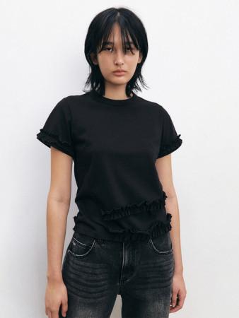 이런 상품 어때요? [INSILENCE WOMEN] 프릴 언밸런스 탑 BLACK