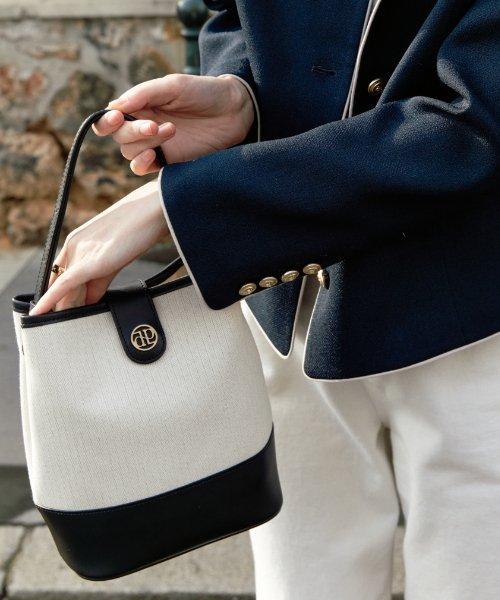 town bag (bucket shoulder) - herringbone ivory