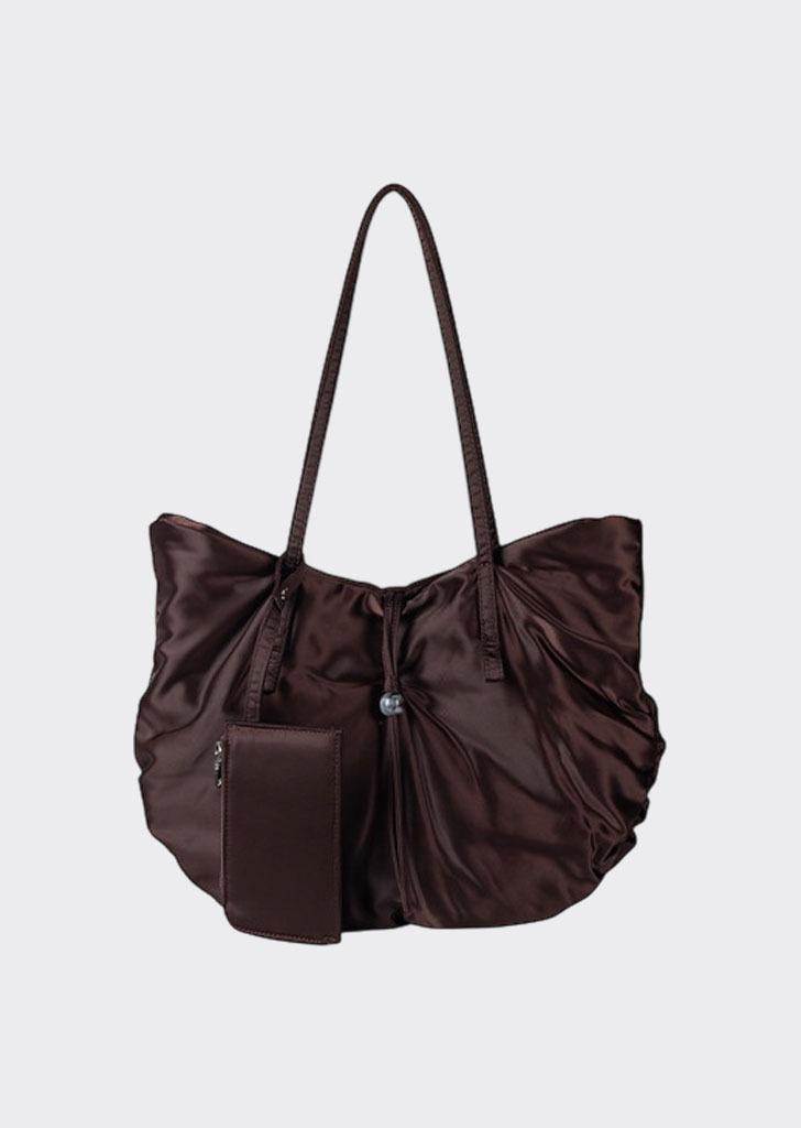 NYLON HIP SHOULDER BAG - BROWN