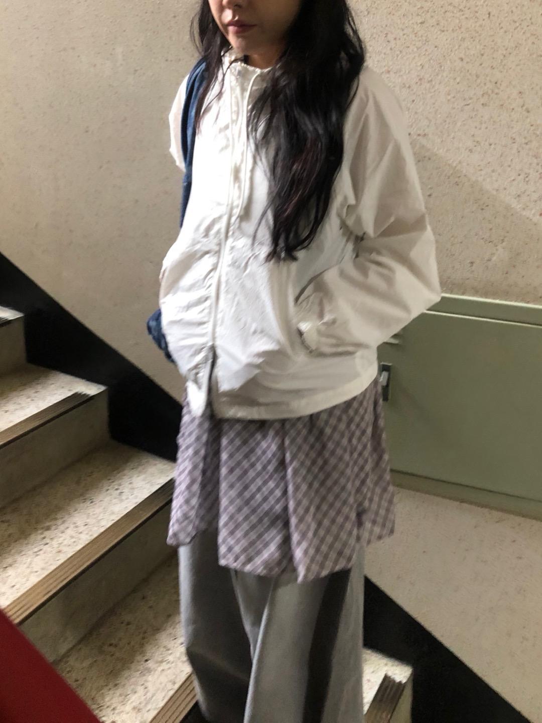 누마오치 무드 잔체크 쉬폰 미디 원피스 1color