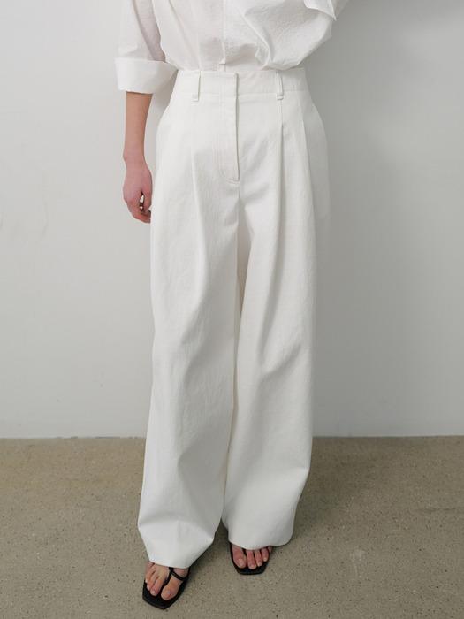 Two-Tuck Cotton Pants_White
