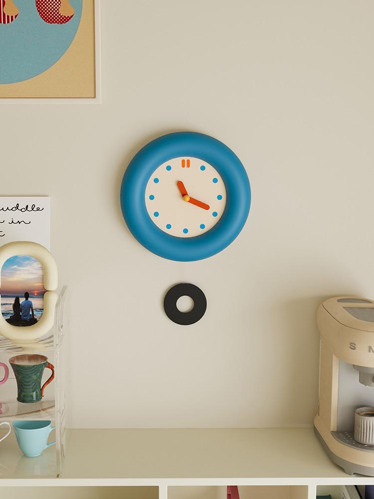 블루 써클 라운드 모던 시계