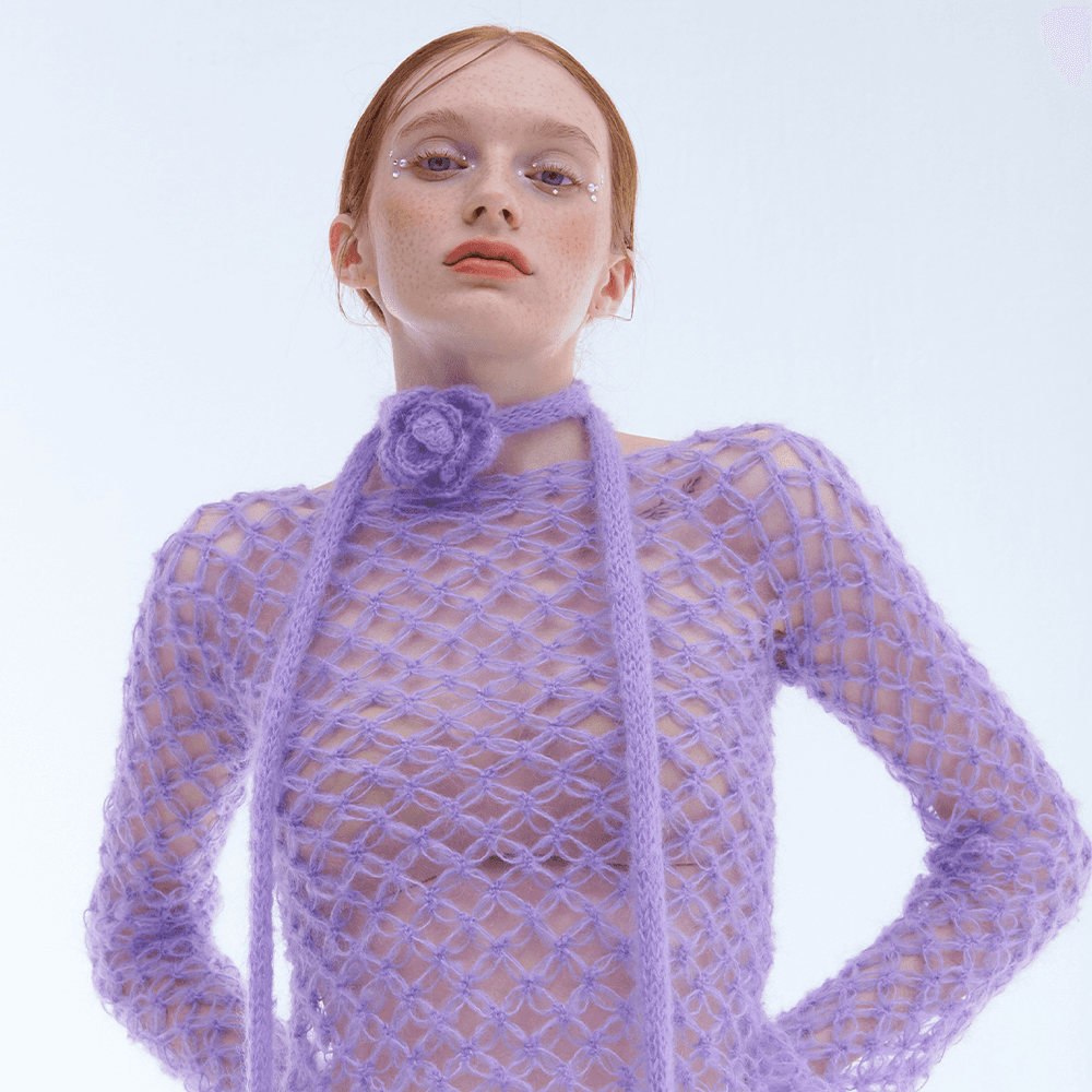 Mohair rose scarf (LAVENDER)