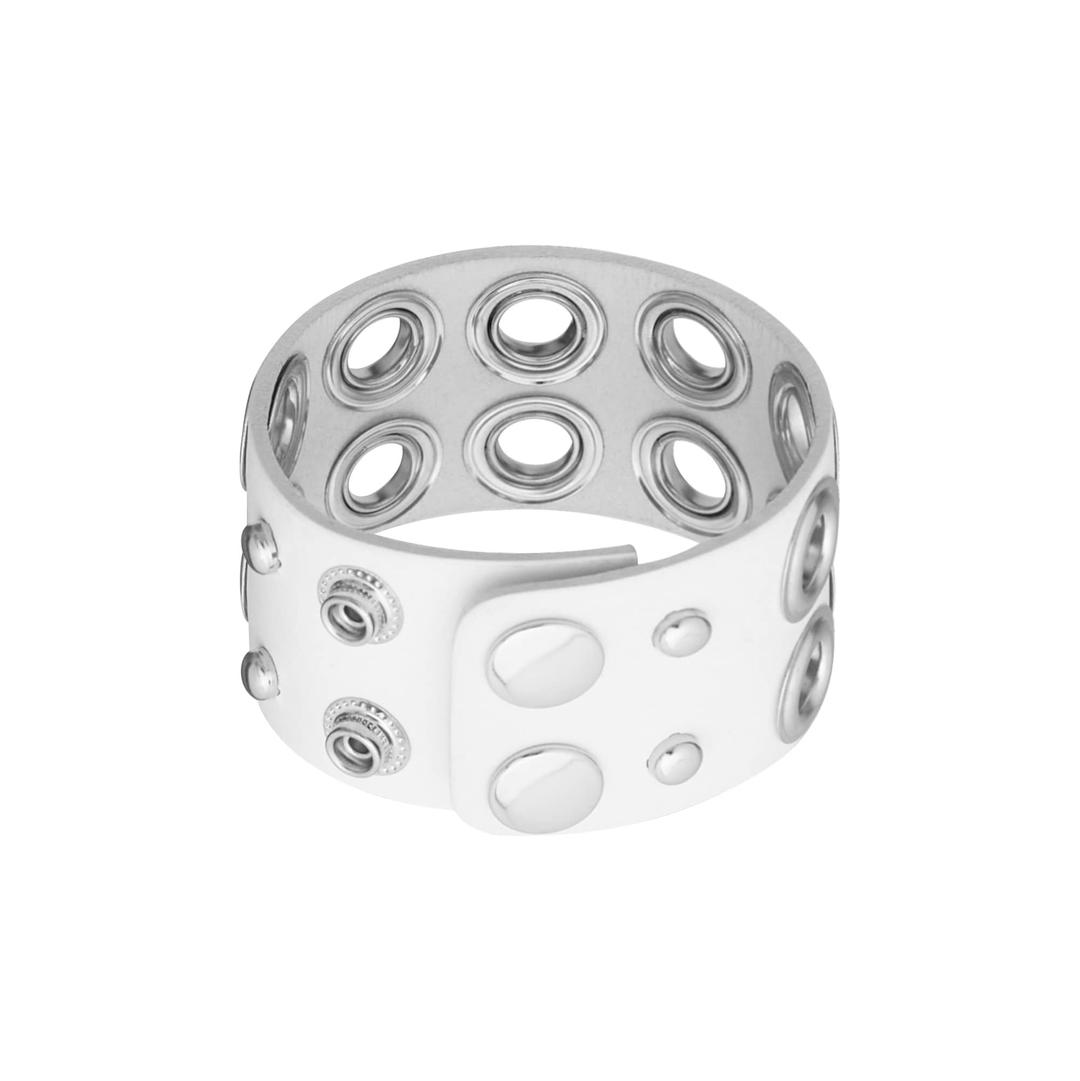 Eyelet leather bracelet White