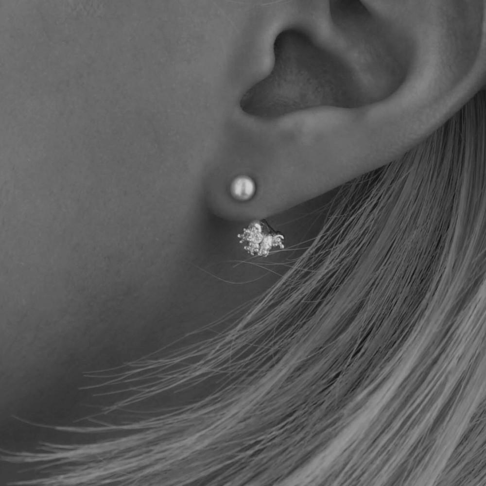 SYLK 실크 흑진주 열매 실버 귀걸이