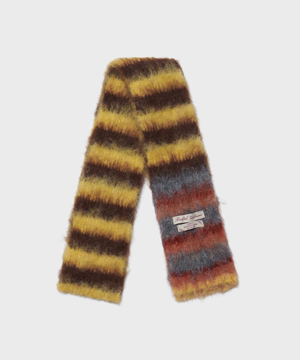 STRIPE SHAGGY MUFFLER - YELLOW BROWN