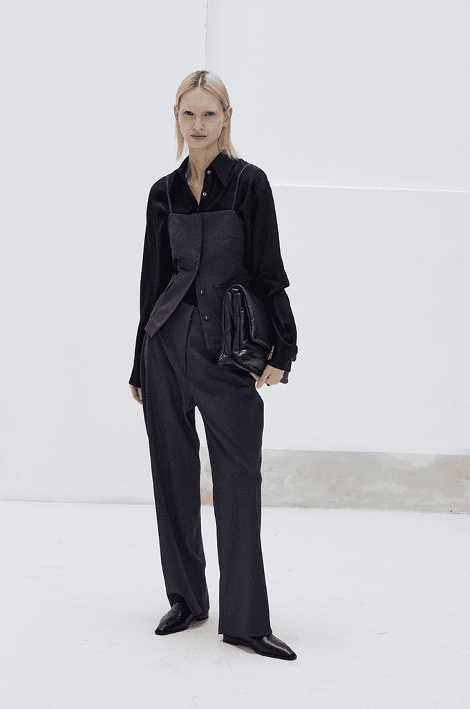 Plain wide pants(Charcoal)