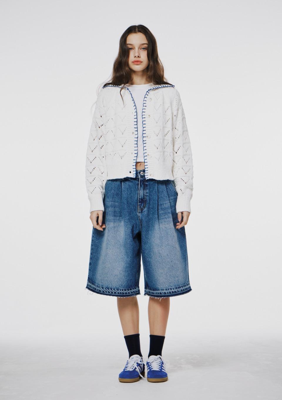 Hand Stitch Cardigan White