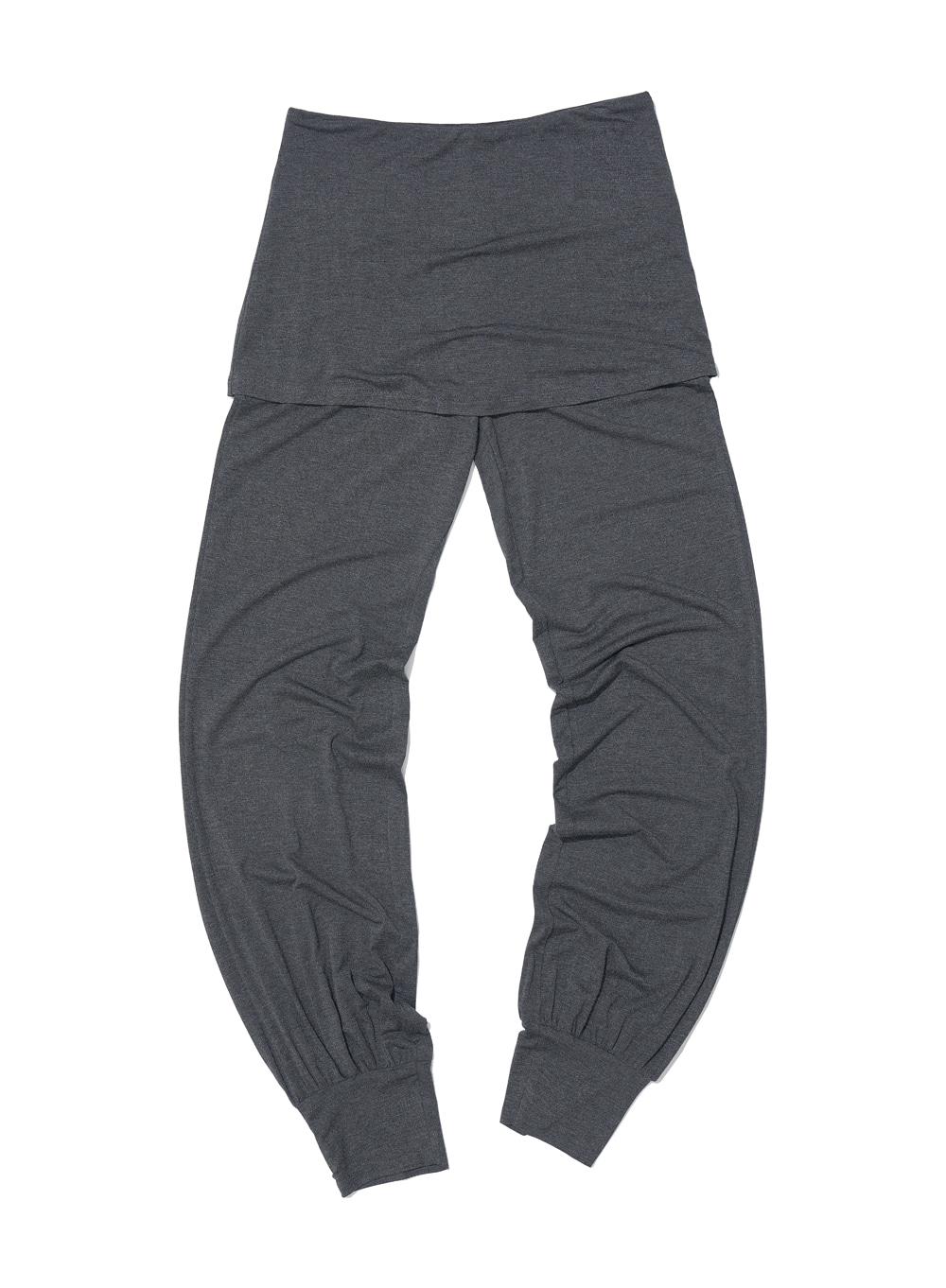 [WOMEN] PWC LAYERED ALL-IN-ONE HAREM PANTS_CHARCOAL MELANGE