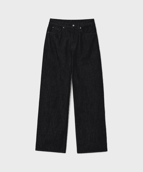 트루 와이드 데님 팬츠 - 로우 블랙