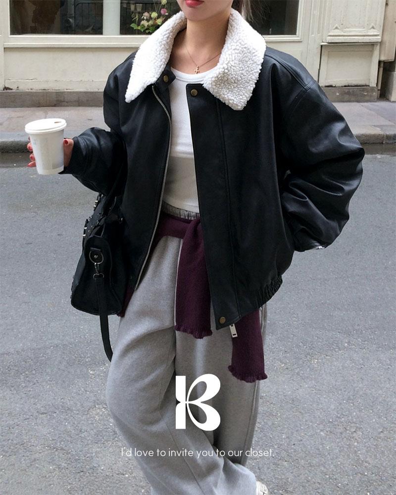 베이델리 [MADE/규진pick!]펜타 레더 양털 무스탕 점퍼