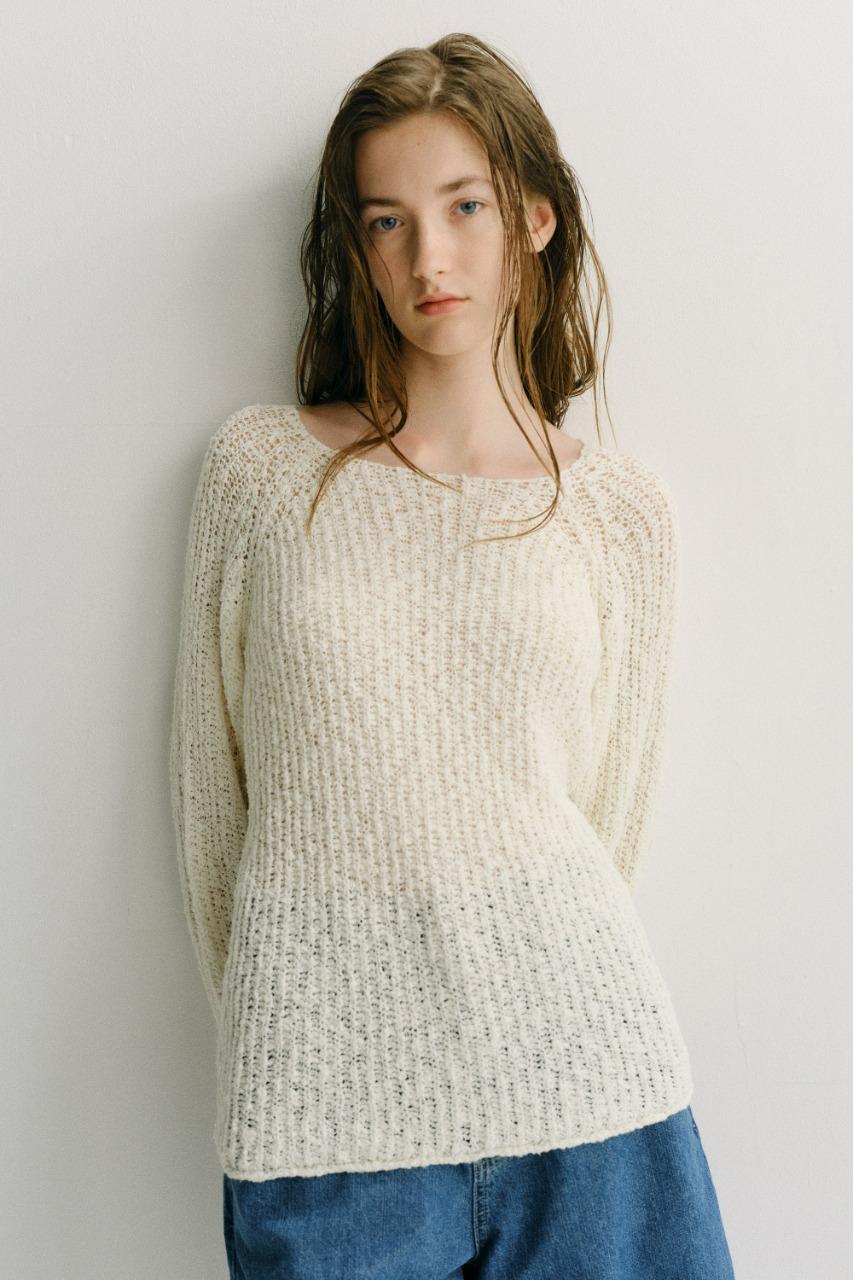 [EXCLUSIVE] CROCHET CREWNECK KNIT IVORY_UDSW6B225IV