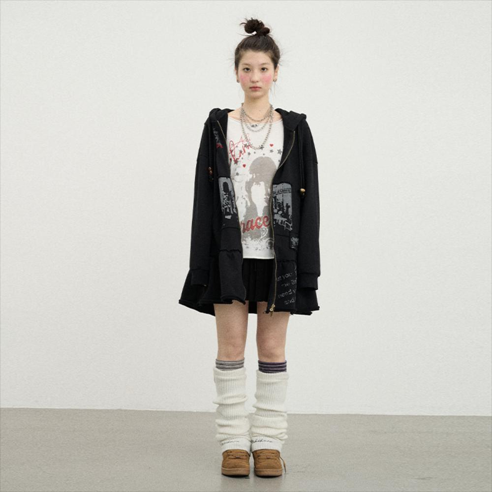 Achihara 스프링 코코아나무 가드 후드 원피스 자켓 2color