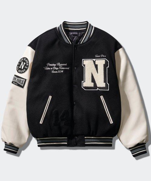 리메인 바시티 자켓 블랙/크림 JUOT4536