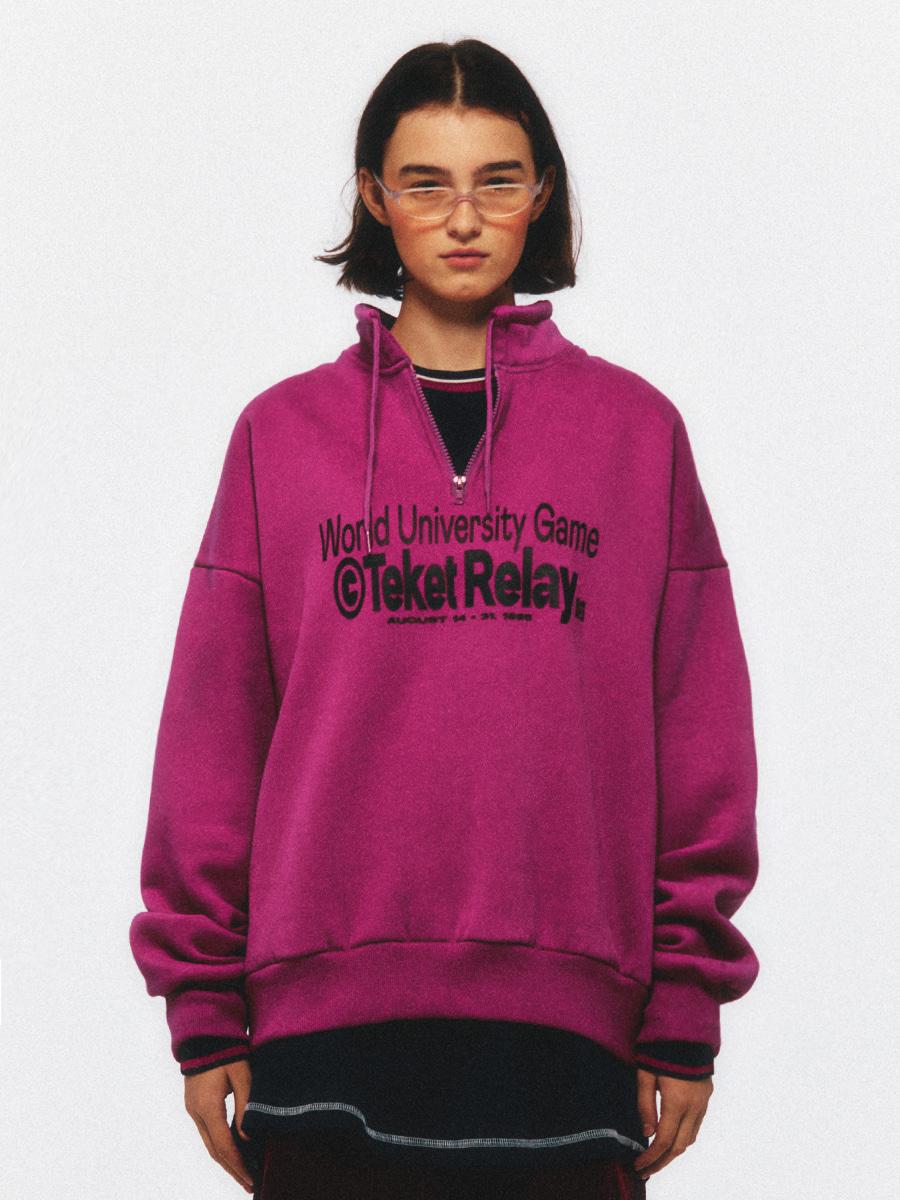 Home & Away Half Zip-Up Sweatshirt Pink