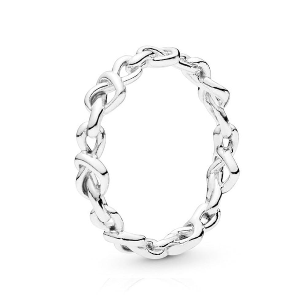 198018 판도라 PANDORA 노티드하트 체인 실버 레이어드 링 여성 반지