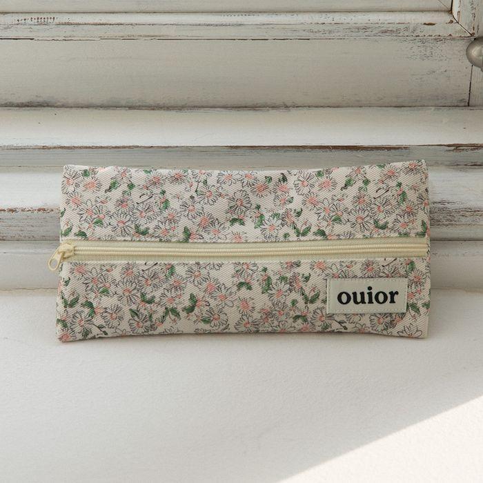ouior flat pencil case - daisy peach (middle zipper)