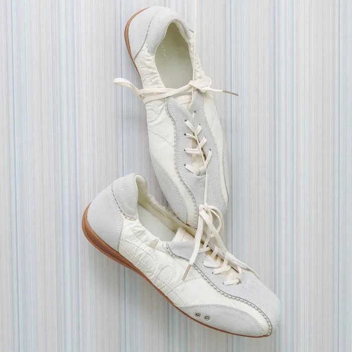 SKIA PINKING SHIRRING SNEAKERS / IVORY
