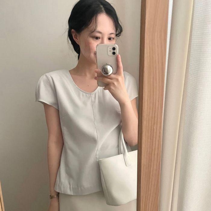 (3차 리오더) v-neck wing blouse_mint gray