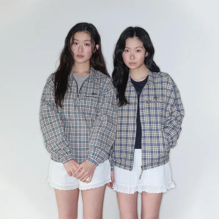 HBT Classic Check Zip-Up Jacket (SKY - RED)