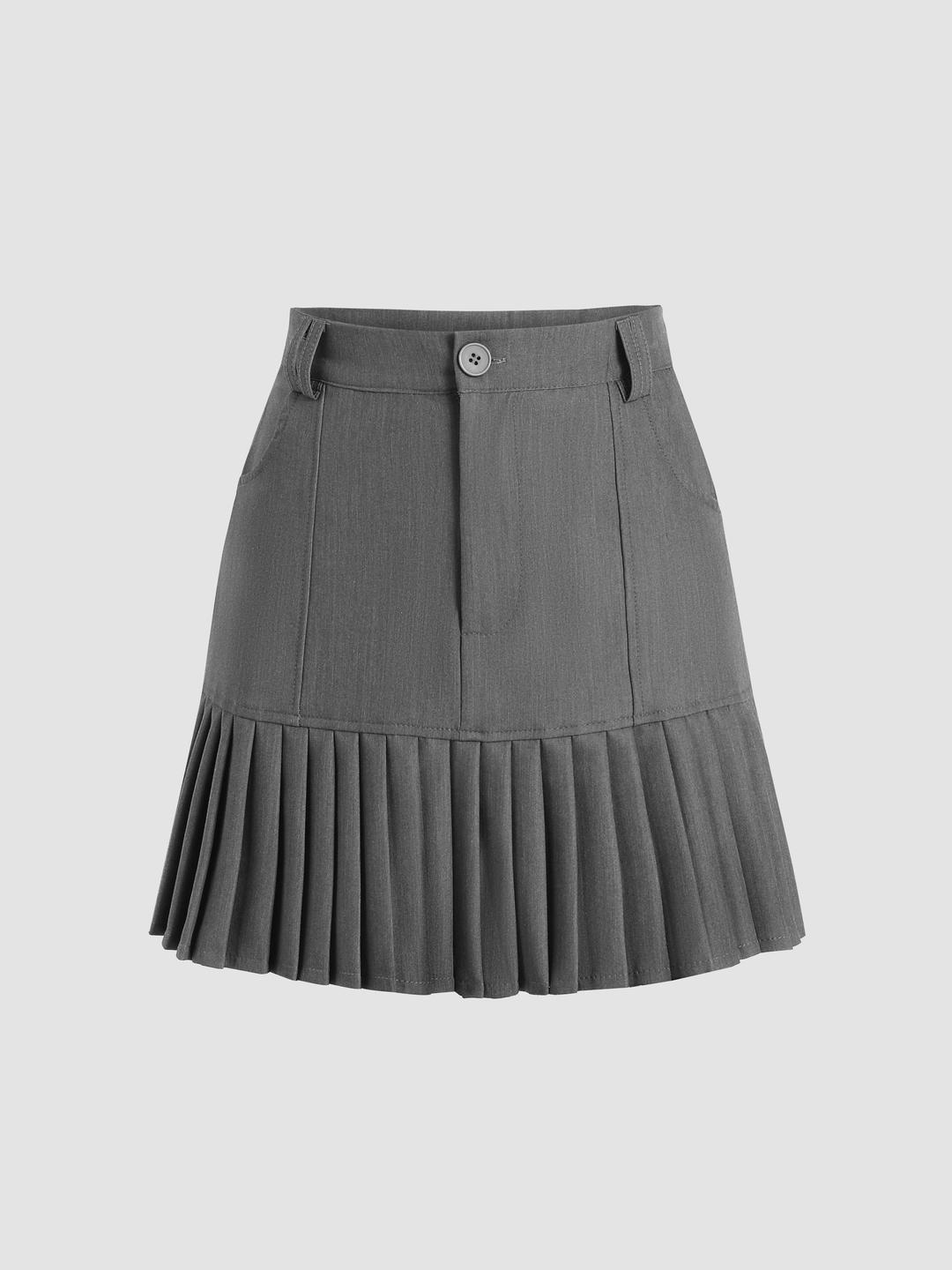 Solid Pleated Pocket Mini Skirt