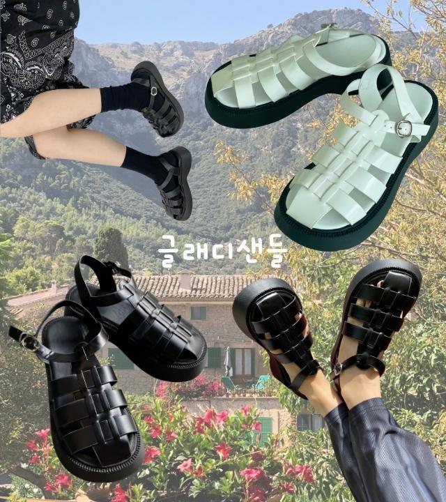 [당일출고] (주문폭주) 쿠션좋은 글레디 통굽 스트랩 글래디샌들