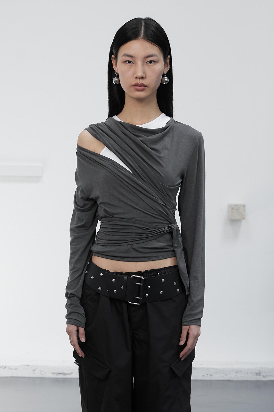 COVER BIND OPEN CARDIGAN / CHARCOAL