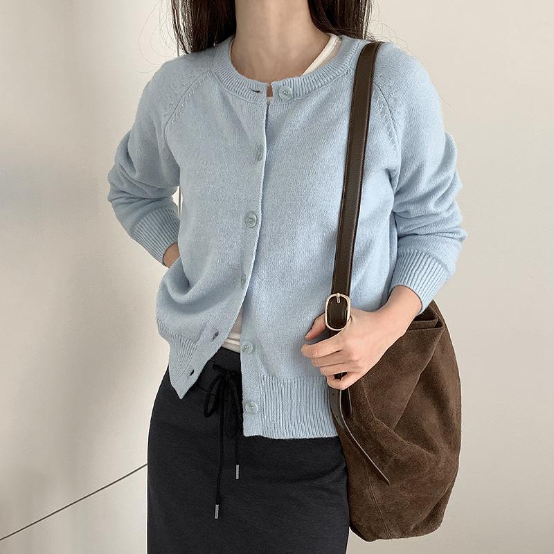 [여리색감✨/100사이즈까지!/활용도UP][+S,M,L사이즈]에리트 래글런 긴팔 가디건(ver.라운드/브이넥) - 9 color