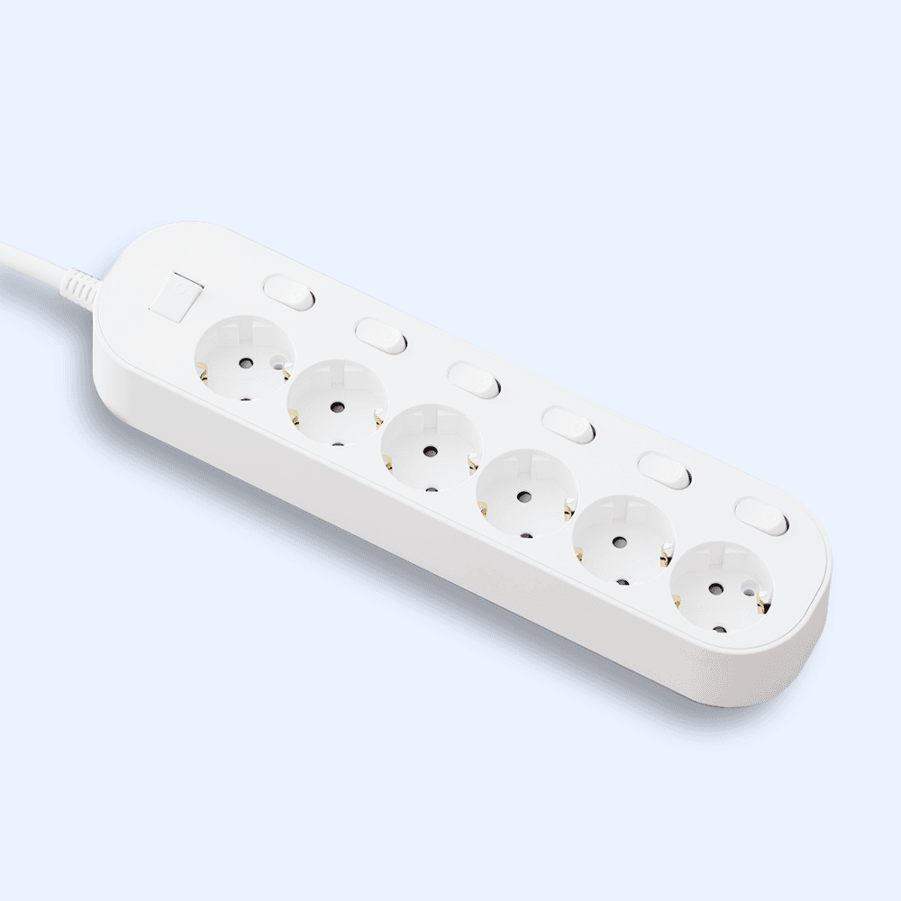 [이지스 자동소화 멀티탭] 안심탭 개별형 6구 화이트 1.5m 3.0m