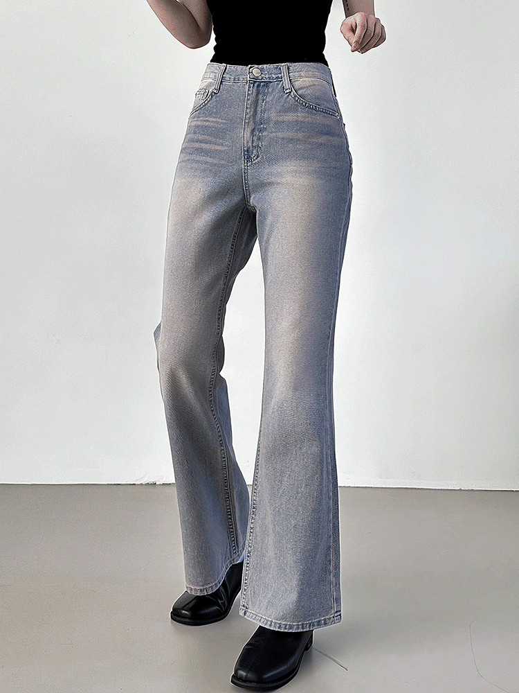 뮤트톤 빈티지 워싱 세미 부츠컷 청바지