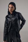 V-Shape Leather Biker Jacket [ Black ]