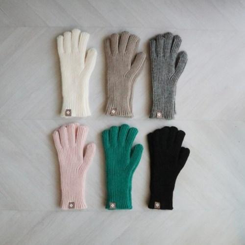 데일리 골지 무지 울 니트 터치 손가락 장갑 (6color)
