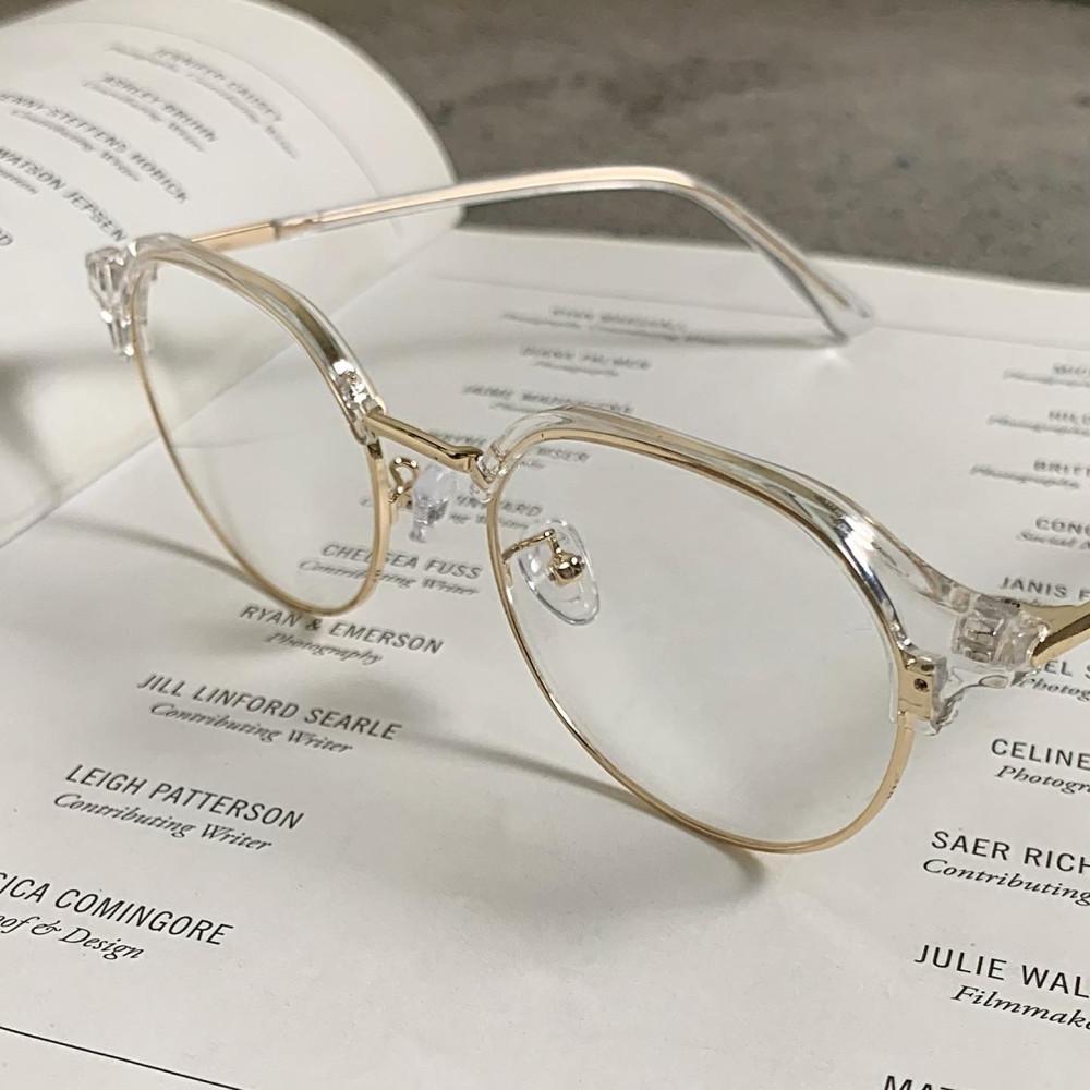 남자 여자 공용 5259 투명골드 골드블랙 패션 안경테 데일리 뿔테 안경 2color