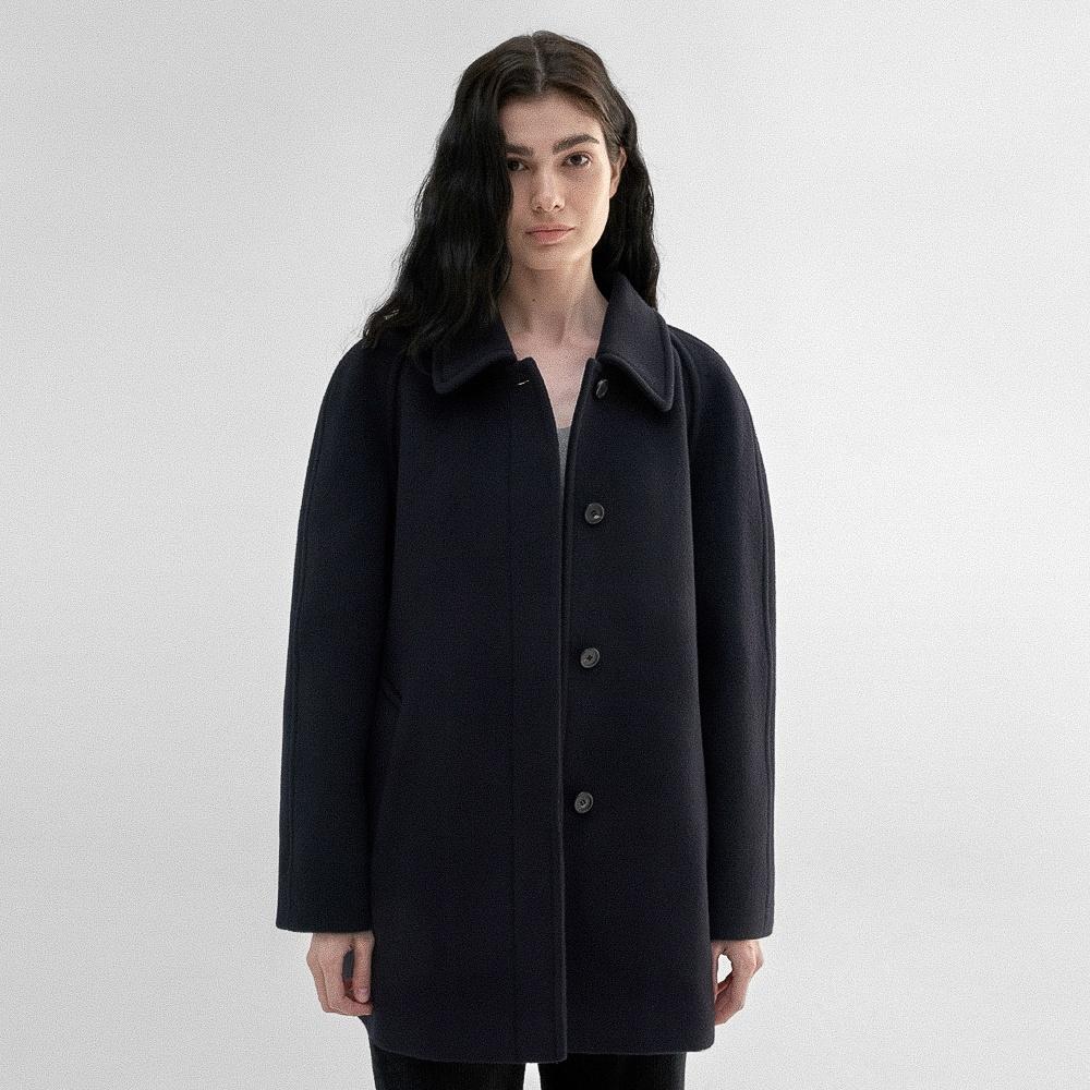 Cashmere Half balmacaan coat (Black / Navy)