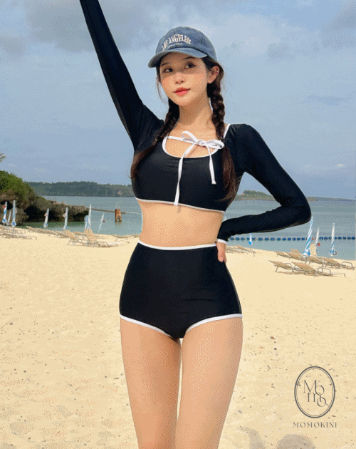 (당일출고) 리본포인트 하이웨스트 비키니 모노키니 수영복 래쉬가드