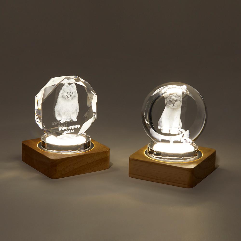 반려동물 메모리얼 크리스탈 무드등 - 21그램 러브스토리 크리스탈 3D 무드등