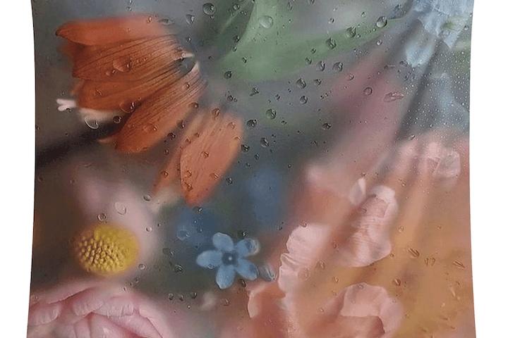65x65cm 스웨이 쉬폰 패브릭 포스터 테이블보 유니크 자연 풍경 인테리어 가리개 커튼