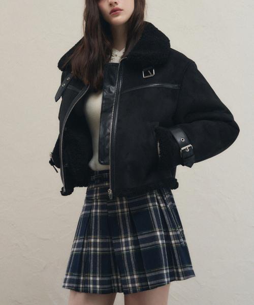 오블리크 스웨이드 무스탕 자켓 [BLACK]