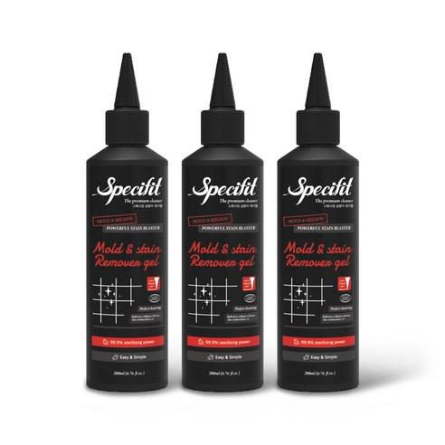 스페시핏 바르는 곰팡이 제거젤 실리콘 줄눈 욕실 화장실 창문 창틀 타일, 200ml, 3개