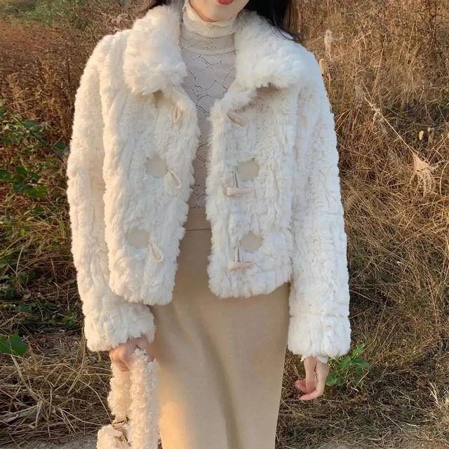 [당일발송] 크롭 뽀글이 떡볶이 퍼 카라 숏 코트 자켓 2color 러블리룩 캐주얼룩 데일리룩 여행룩