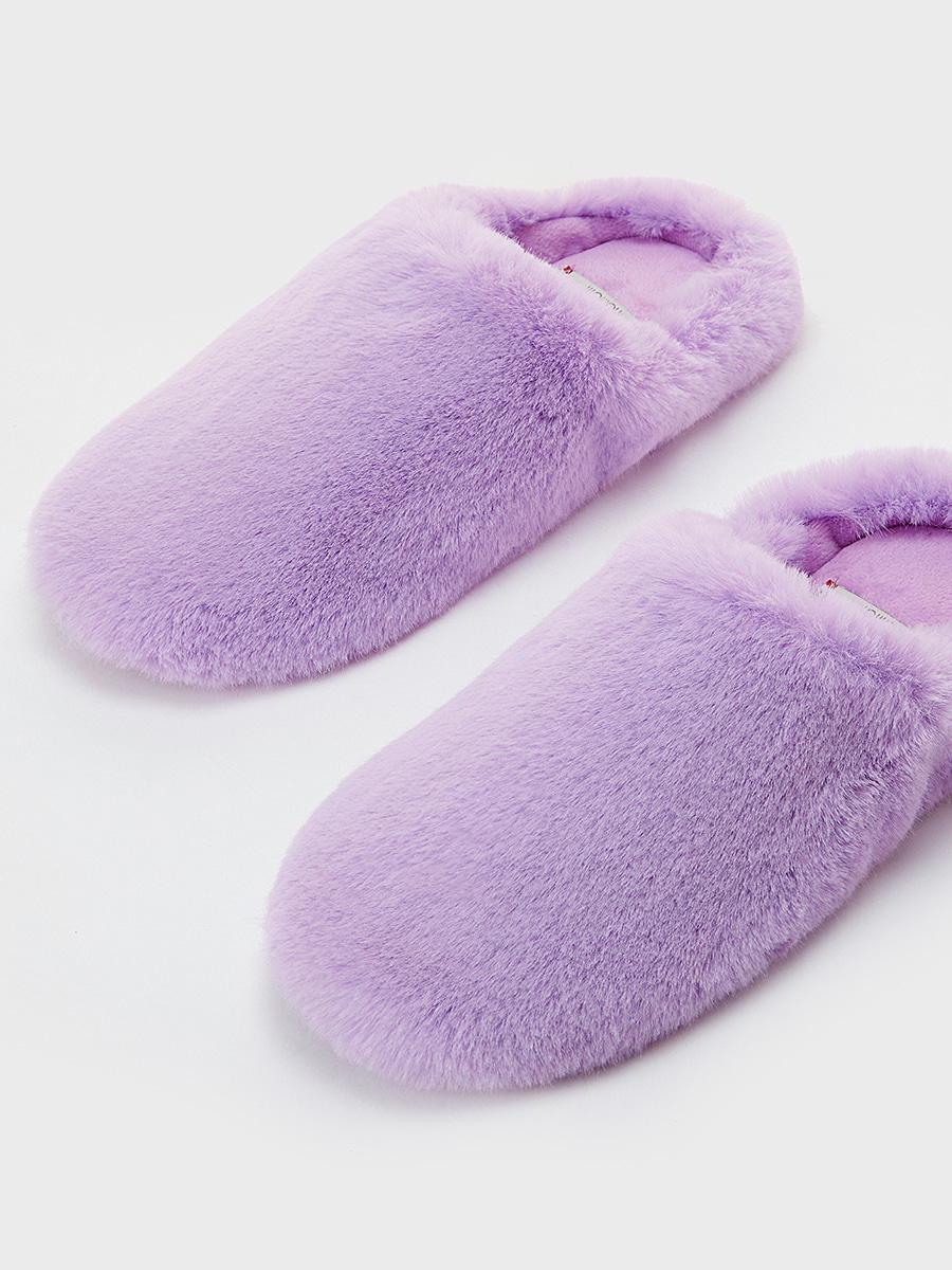 HEEL WINTER ECOFUR SLIPPER [PURPLE]