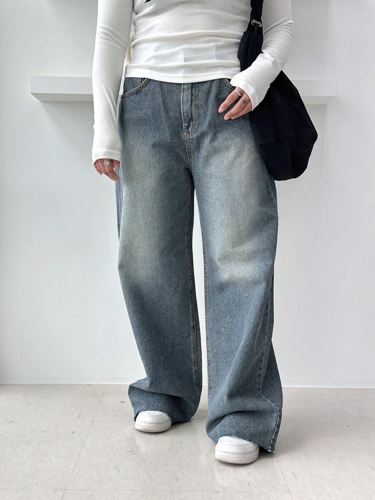744 워싱 와이드 빈티지 데님 팬츠 [1color/S-2XL]