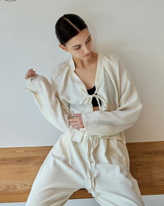 파야 루즈핏 리넨 가디건DEVI-O0020-아이보리