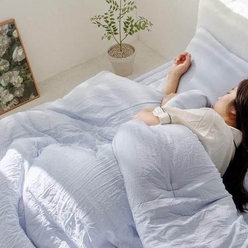 그래이불 국내산 몽글몽글 마이크로 모달 워싱 차렵이불, 블루, SS
