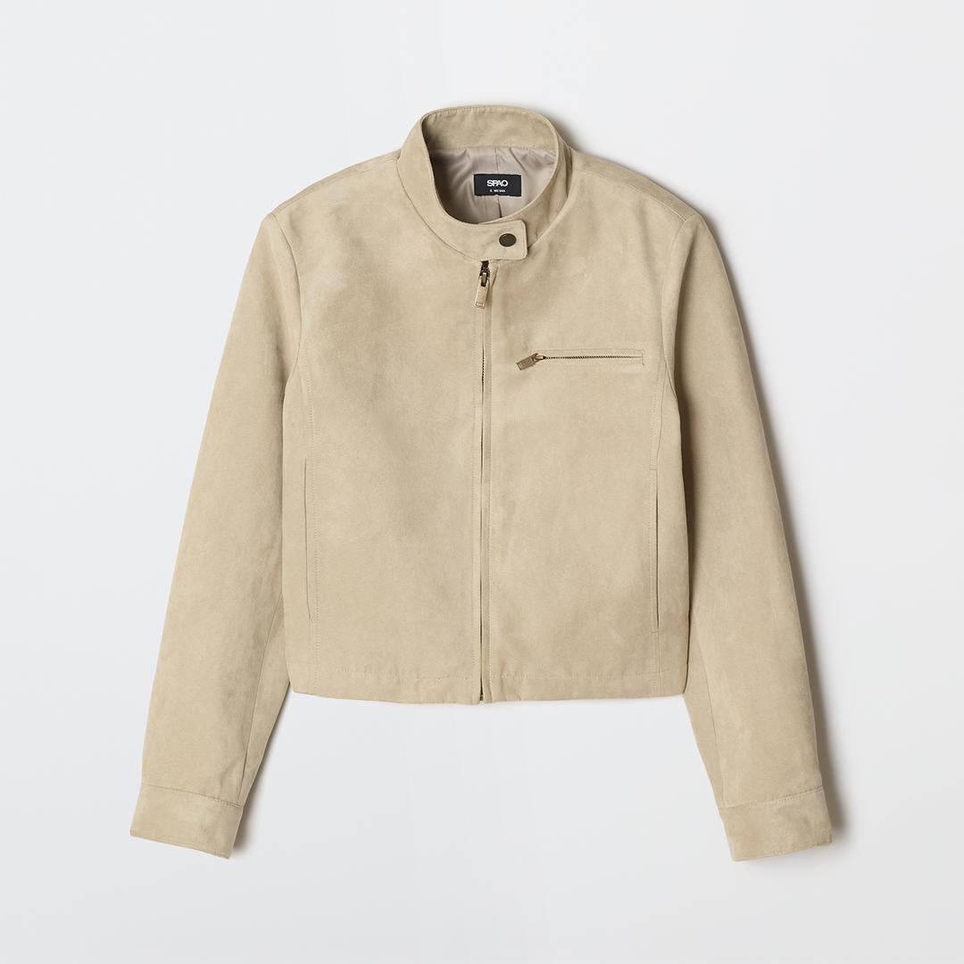 스파오 [신세틱레더] 여성 스탠칼라 스웨이드 재킷_SPJLG12W14