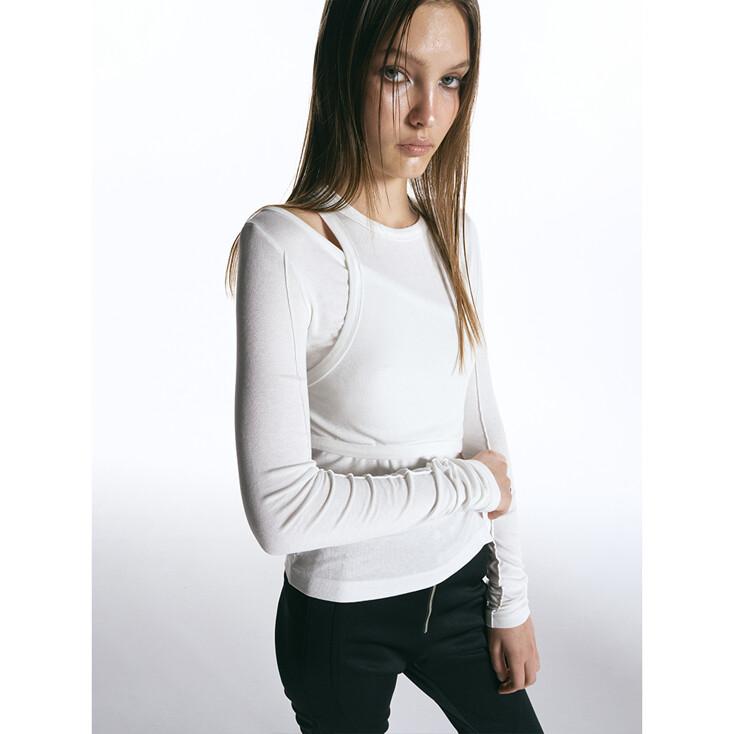 [예약발송] 레이어드 컷아웃 탑 IVORY