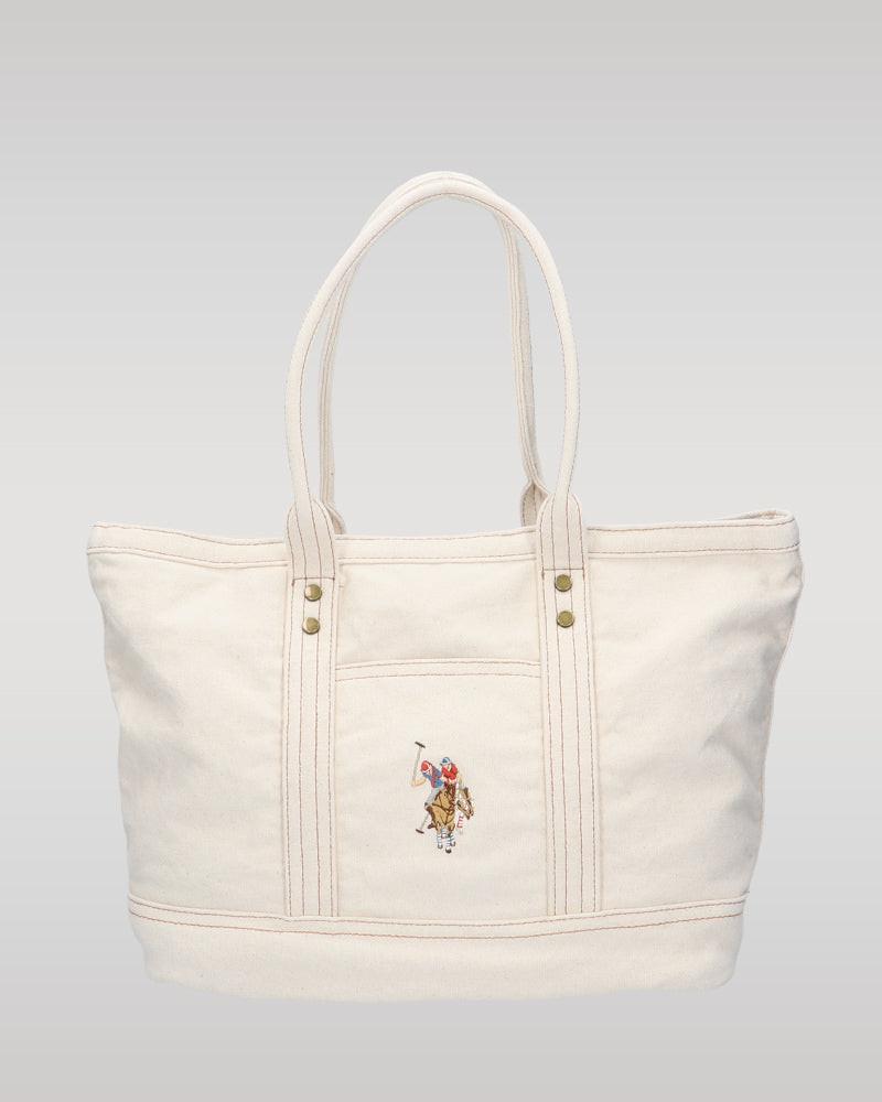 US POLO ASSN 폴로 워시드 코튼 토트백 M 화이트 USPA-2643
