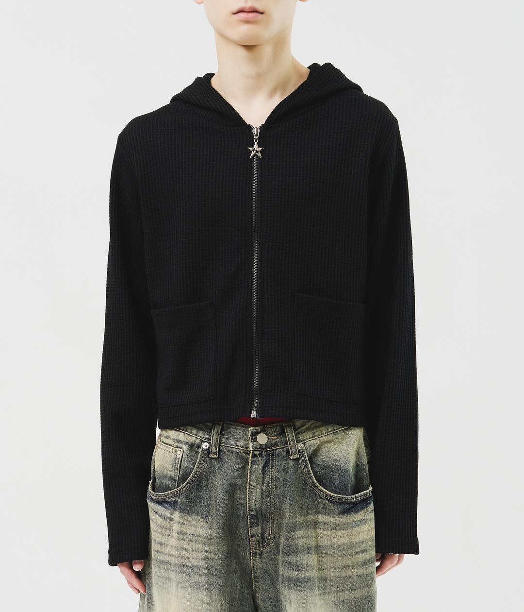 하이파이펑크 Sag Waffle Cropped Zip Hoodie (3color)