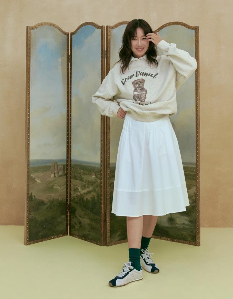 pintuck detail midi skirt - white