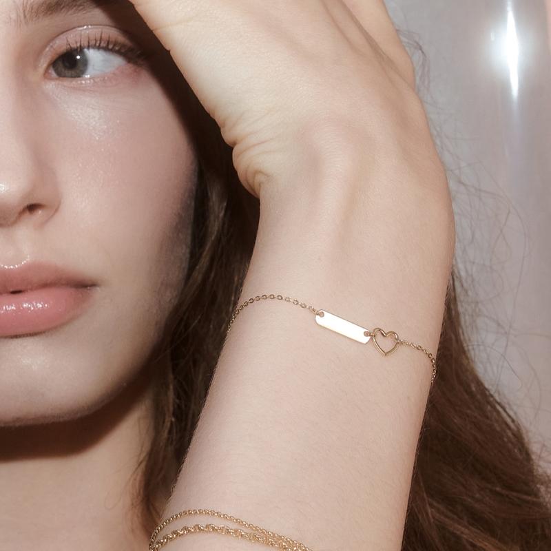 14k 하트 프레임 각인 팔찌